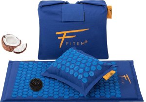 Akupresūras kokosa paklājs ar spilvenu Eco Fitem Blue