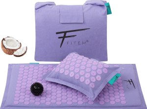 Akupresūras kokosa paklājs ar spilvenu Eco Lila Fitem